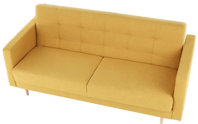 Set complet tapitat de canapea cu fotoliu, tesatura de culoare mustar, AMEDIA