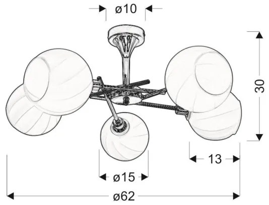 Lustră pe tijă RAUL 5xE14/40W/230V