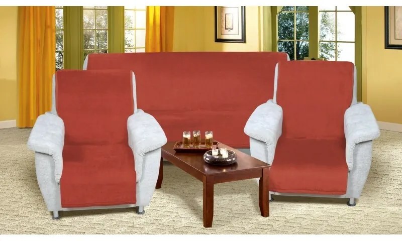 Bellatex Huse pentru canapea Korall micro terracotta, 150 x 200 cm, 2 bucăți 65 x 150 cm