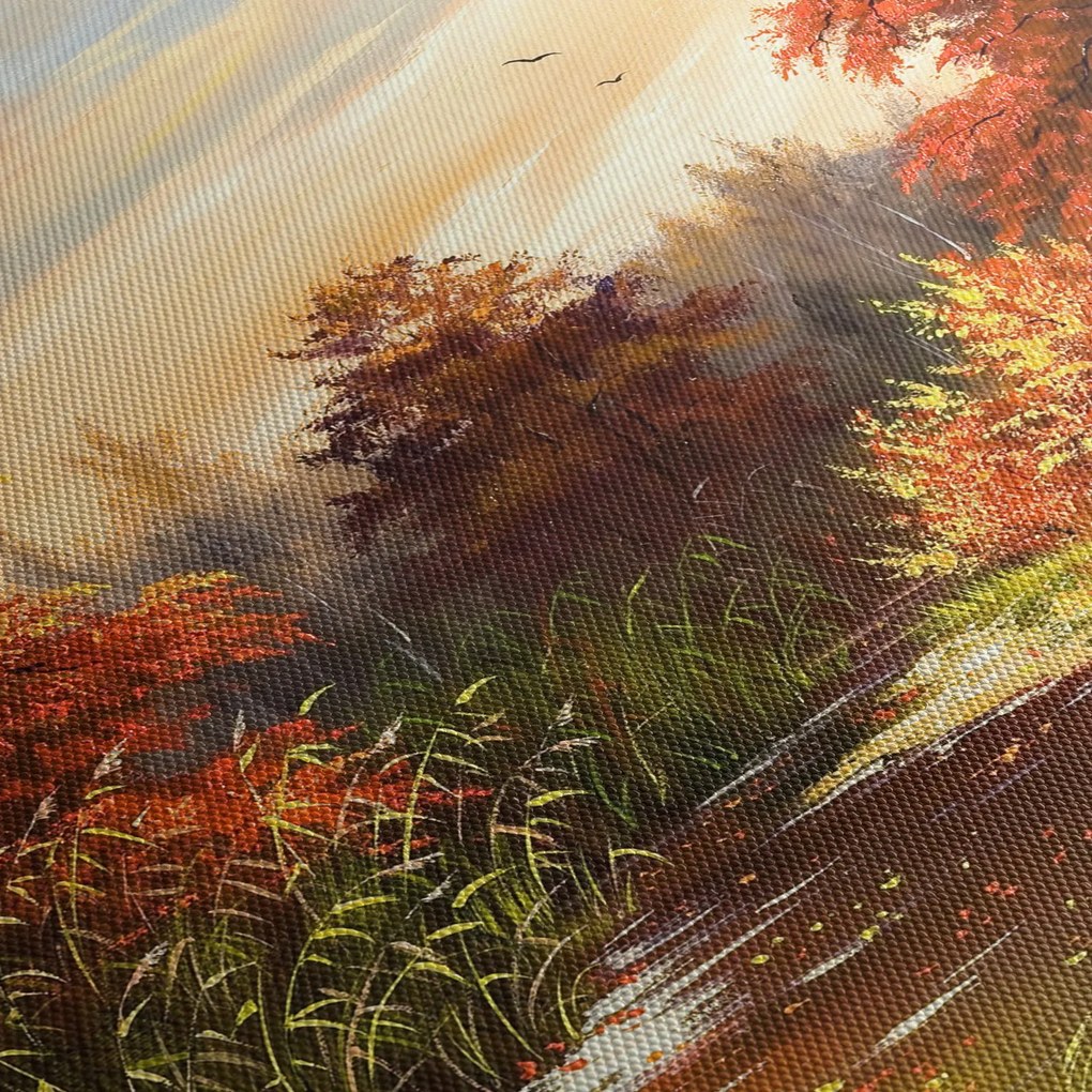Tablou - Râu în peisaj de toamnă (90x60 cm)