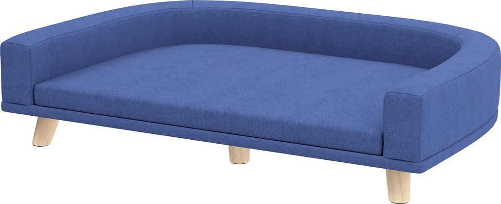 PawHut Pat pentru câini fotoliu pentru câini canapea pentru animale, lemn de eucalipt, 98 x 67 x 25 cm, Albastru | Aosom Romania