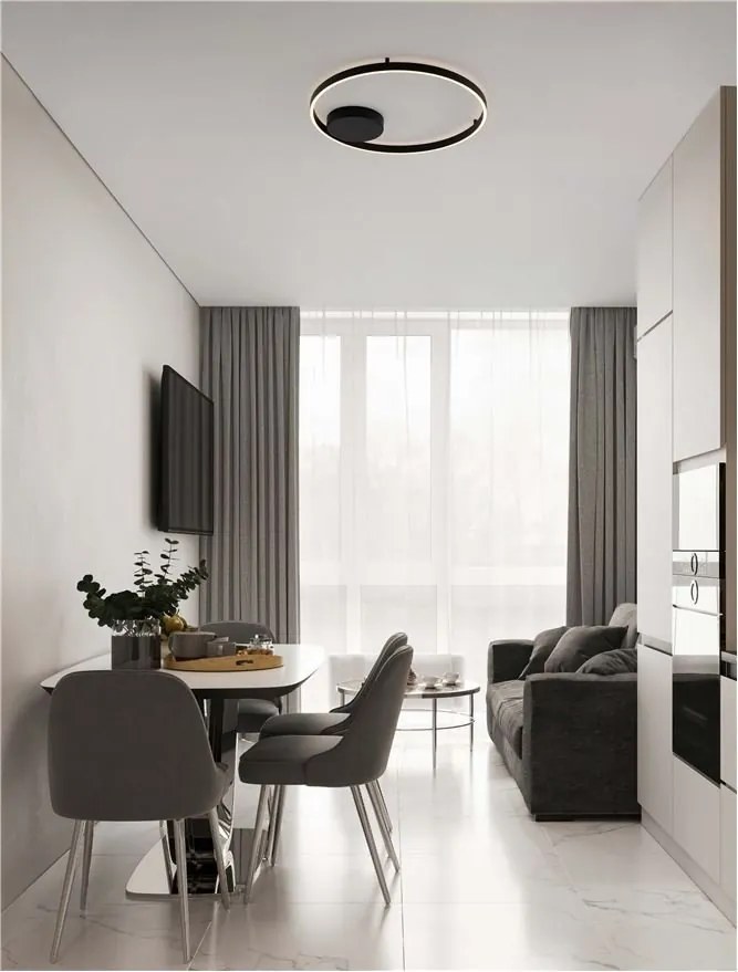 Lustra LED aplicata design modern minimalist HEDRA D-60cm negru