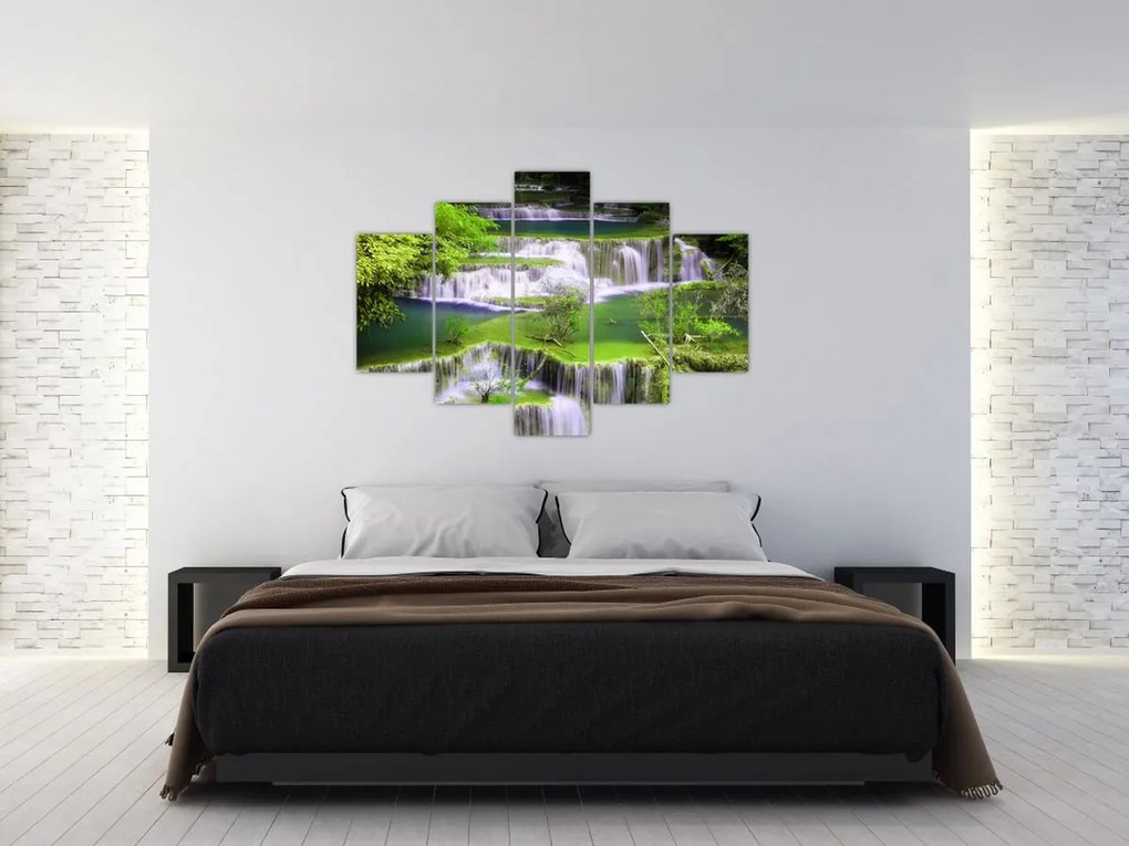 Tablou - Cascada Huay Mae Khamin, Kanchanaburi, Thailanda (150x105 cm)