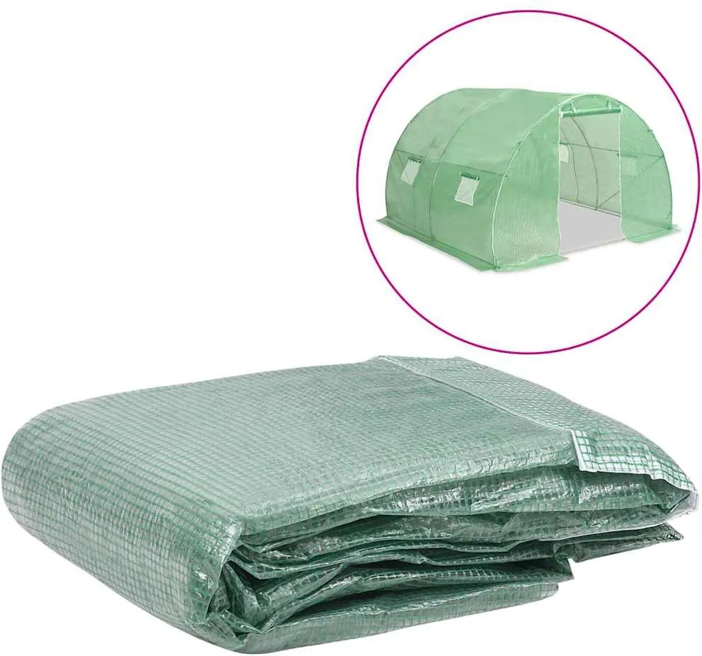 vidaXL Copertină de rezervă pentru seră (9 m²), verde, 300x300x200 cm