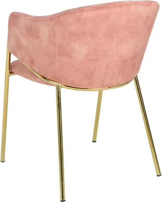 Set de 2 scaune aspect retro, Metal Auriu, Catifea Rose, NOBLESSE A-47583 VC