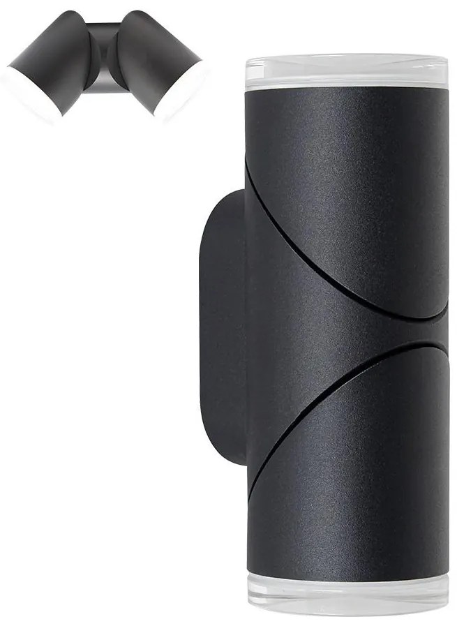 Spot LED de perete de exterior Prezent 28210A AKARA 2xLED/5W/230V IP65 negru