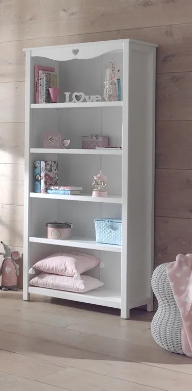 Bibliotecă pentru copii albă cu 5 compartimente – colecția Amori – Vipack