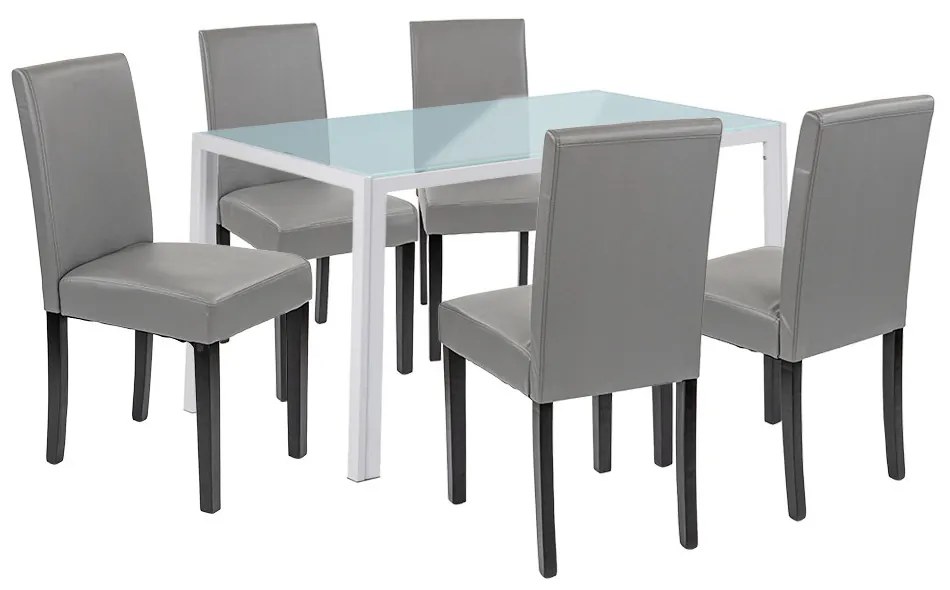 Set de masă Mira 6+1 alb-gri