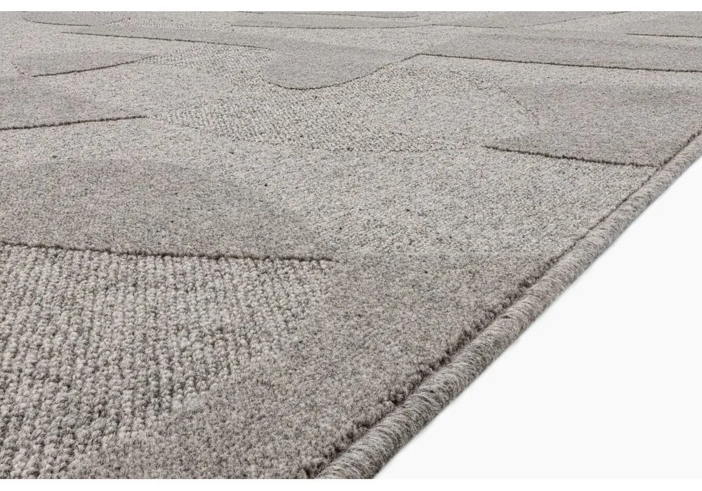 Covor gri din lână 200x300 cm Morphic Botanica – Agnella