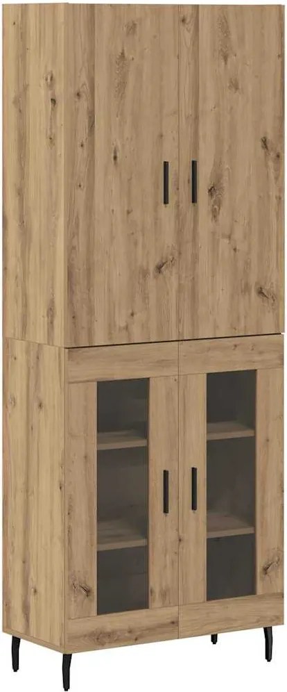 vidaXL Bufet 2 pcs Lemn Vechi Lemn Stratificat și Sticlă