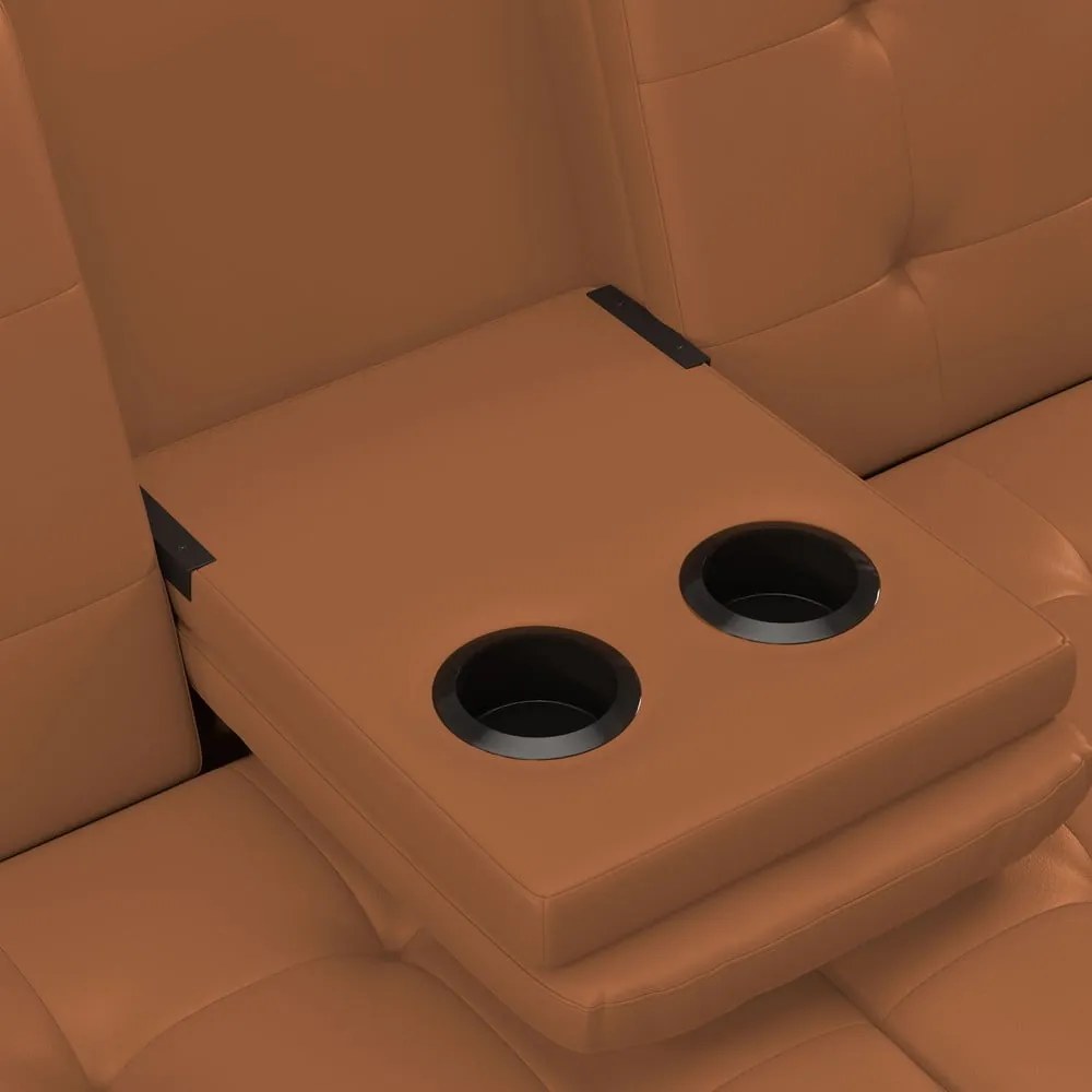 Canapea maro coniac extensibilă cu tapițerie din imitație de piele 191 cm Maine – Støraa