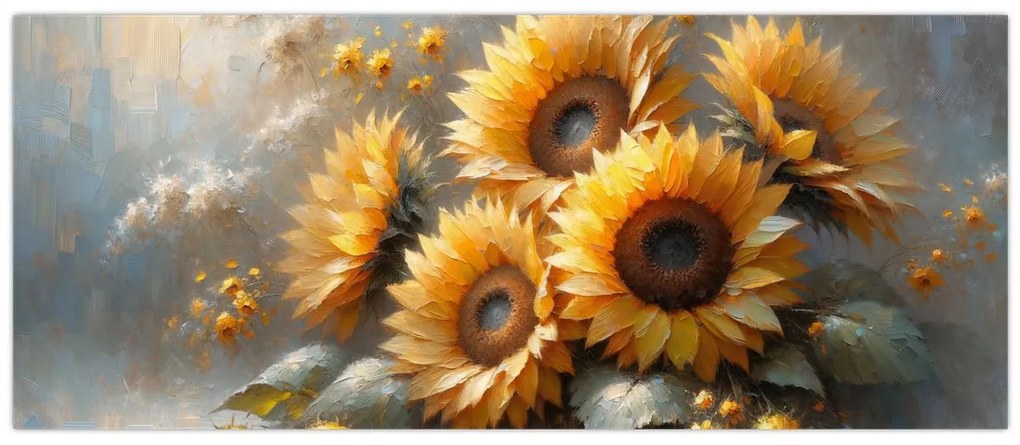 Tablou - Pictură cu floarea-soarelui (120x50 cm)