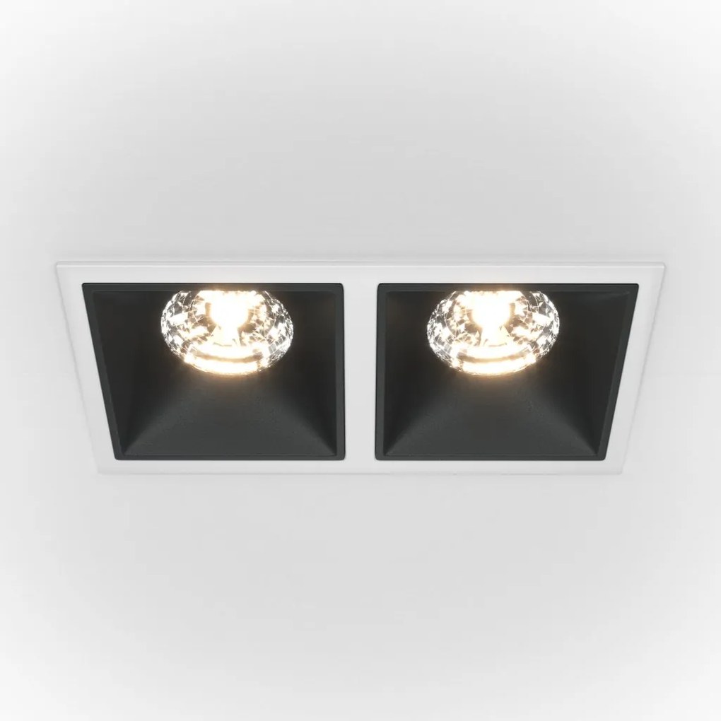 Spot LED incastrabil dimabil cu 2 surse de iluminat Alpha alb, negru, 30W, 3000K