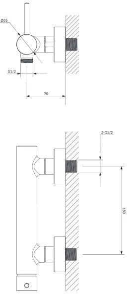 Baterie de duș OMNIRES Y1240CR Y crom lucios