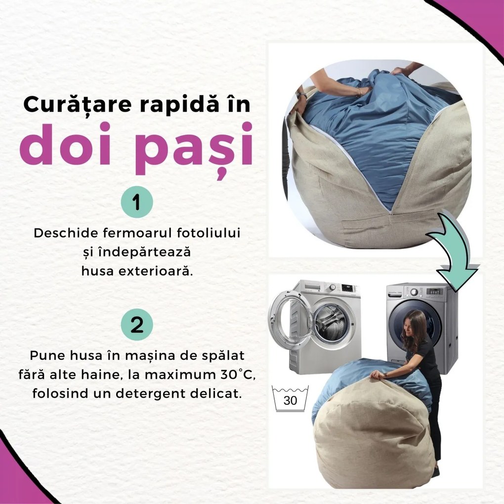 Fotoliu Yoga XL si Perna, Material Textil - Black Velvet