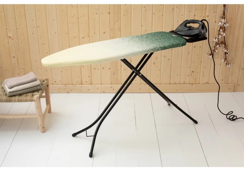 Masa de calcat Brabantia B 1008894, 124x38 cm, 7 pozitii de reglare, Suport fier de calcat, Galben/Verde