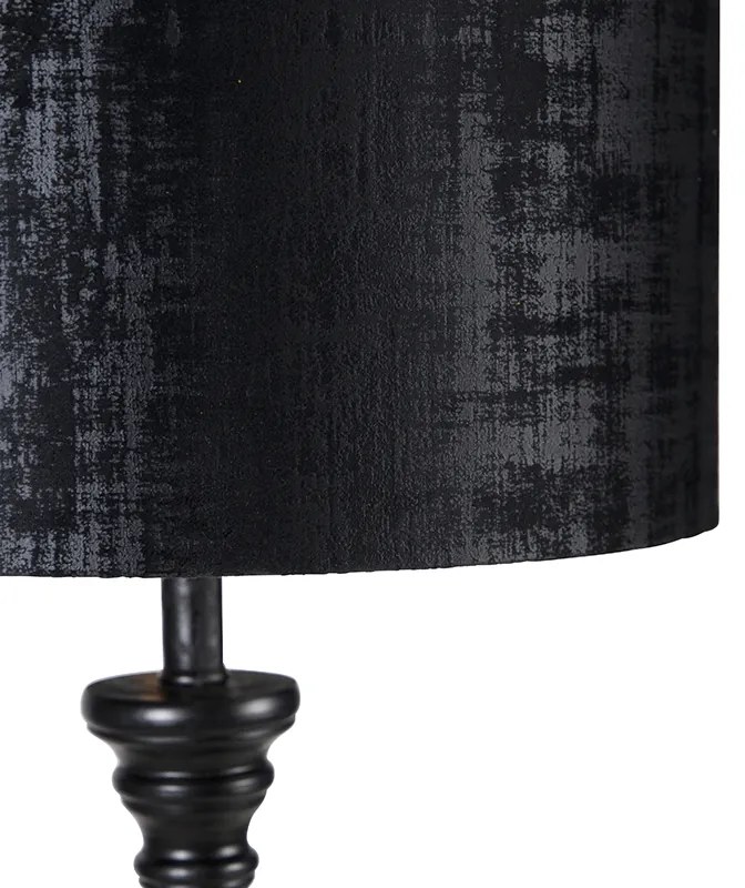 Lampă de podea clasică neagră cu abajur negru 40 cm - Classico