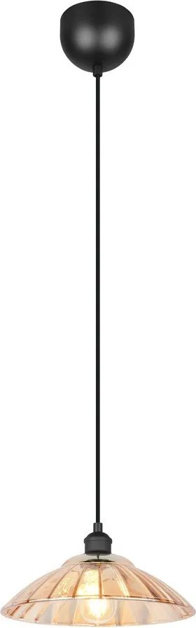 Lustră neagră/chihlimbar din metal cu abajur din sticlă ø 29,5 cm Eluna – Reality