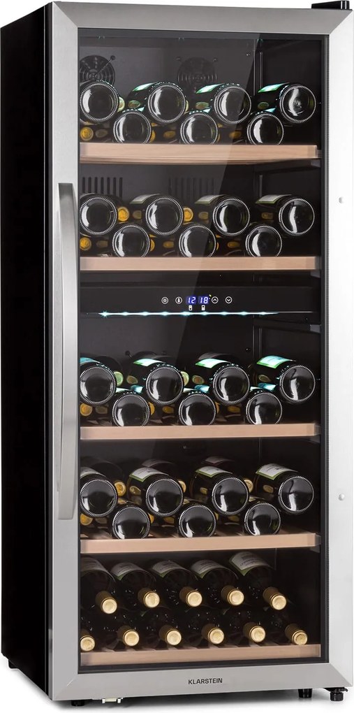 Klarstein Vinamour 66 Duo, frigider pentru vin, 2 zone, 204 l, 79 sticle, 5 - 18 °C, control tactil
