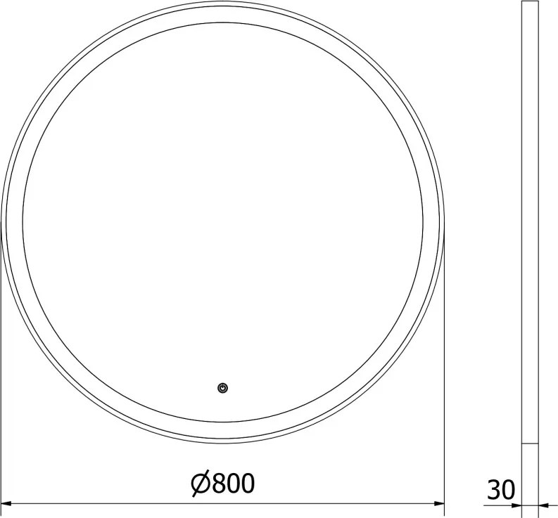 Mexen Esso oglindă de baie iluminată, rotundă 80 cm, LED 6000K, antiaburire, ramă neagră - 9825-080-080-611-70