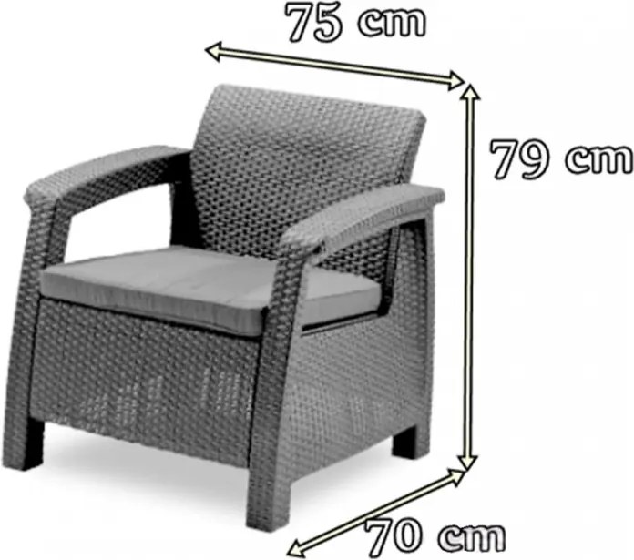 Set de mobilier de grădină Corfu Fiesta III cu masă Futura maro