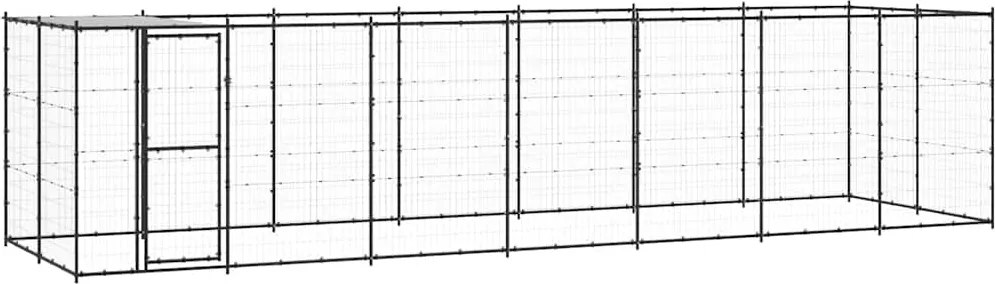 vidaXL Padoc pentru câini de exterior cu acoperiș, 16,94 m², oțel