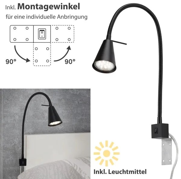 Lampă LED de perete COMFORT LIGHT 1xGU10/5W/230V negru Briloner 2082-015