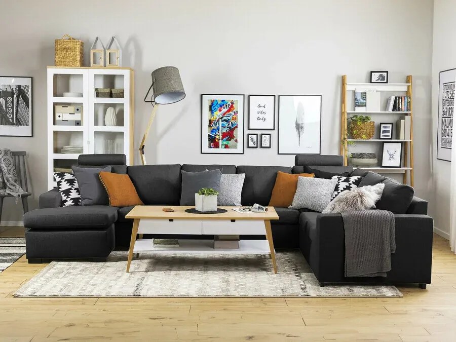 Colțar Scandinavian Choice C110Antracit, 344x225x80cm, Picioare: Lemn
