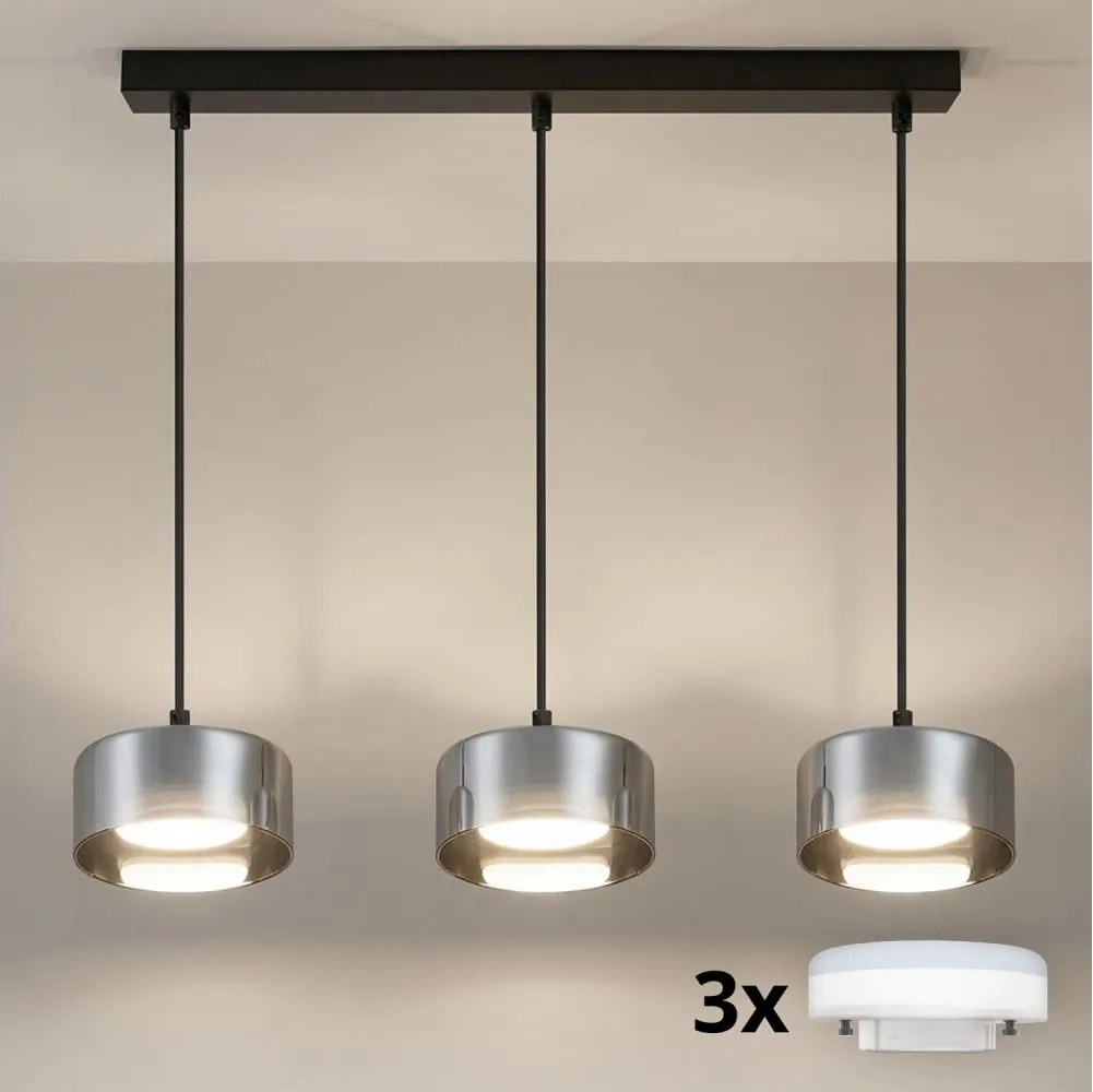 Brilagi - LED Lustră suspendată pe cablu AURA LUX 3xGX53/30W/230V negru/fumuriu