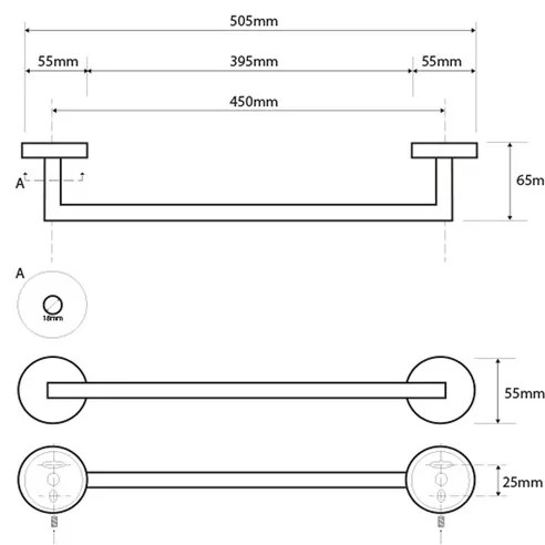 SAPHO XS401 X-Steel suport pentru prosoape 50,5cm, oțel inoxidabil șlefuit