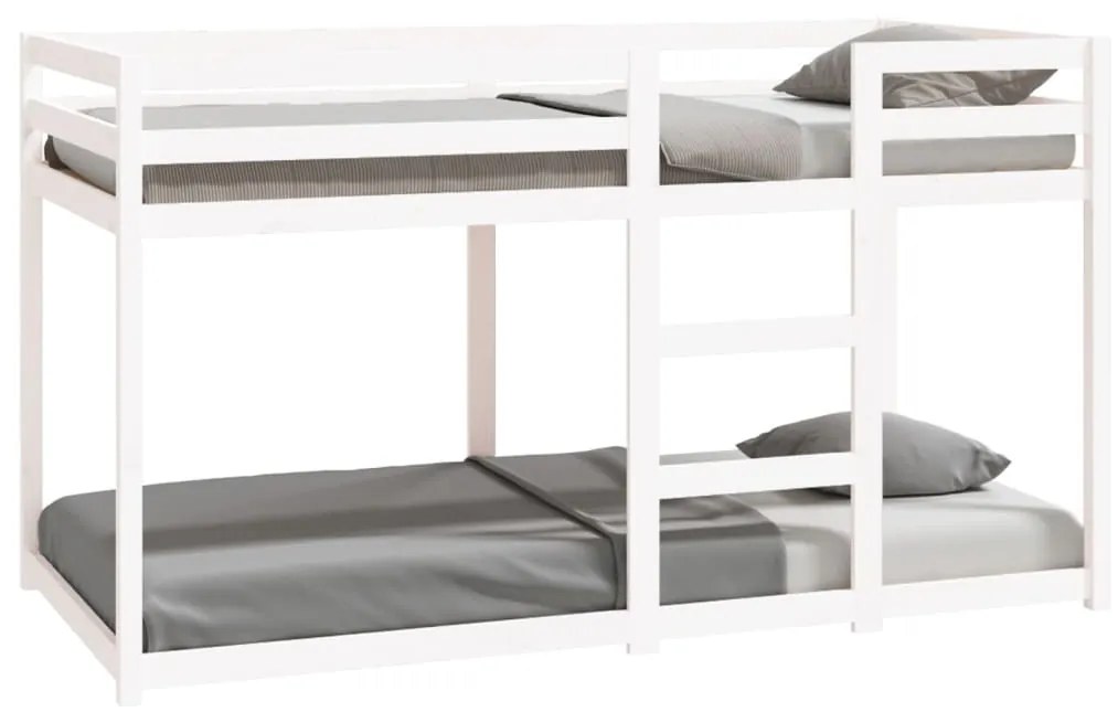 821655 vidaXL Pat supraetajat, alb, 90x200 cm, lemn masiv de pin