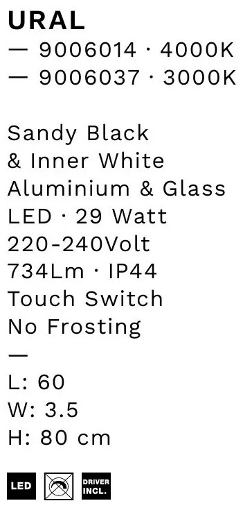 Oglinda baie cu iluminat LED IP44 3000K Ural, 60x80cm NVL-9006037