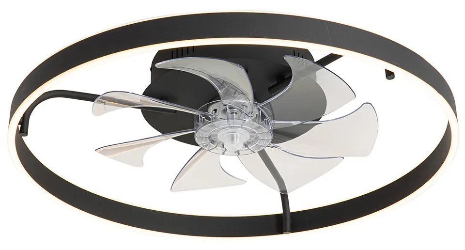 Ventilator de tavan Negru 70cm Inclusiv LED dimabil cu telecomandă - Maddy