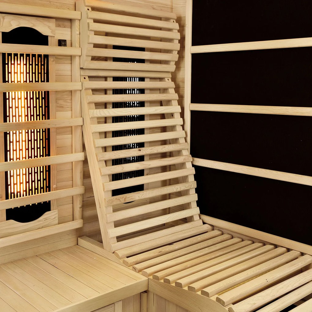 Infračervená sauna / tepelná kabína Aalborg s triplexným vykurovacím systémom a drevom Hemlock