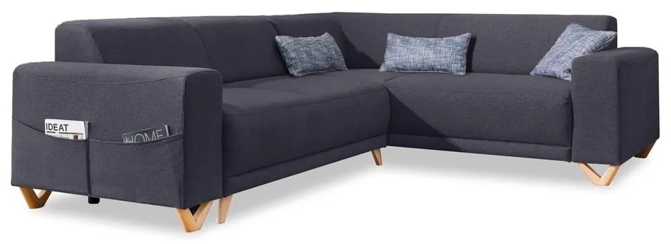 Colțar gri antracit extensibil/cu spațiu de depozitare (cu colț pe partea dreaptă/în formă de ”L”) Classy Sophie – Miuform