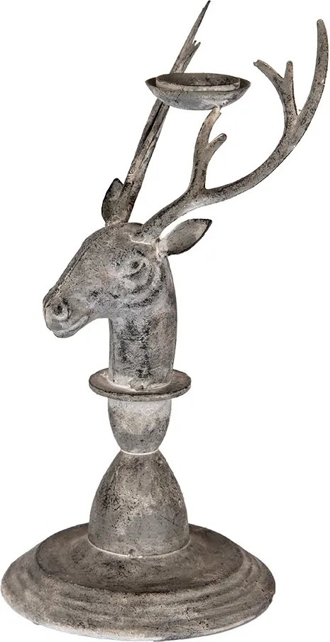 Suport de lumanare, in forma de cerb, aspect antichizat,17x14x30 cm