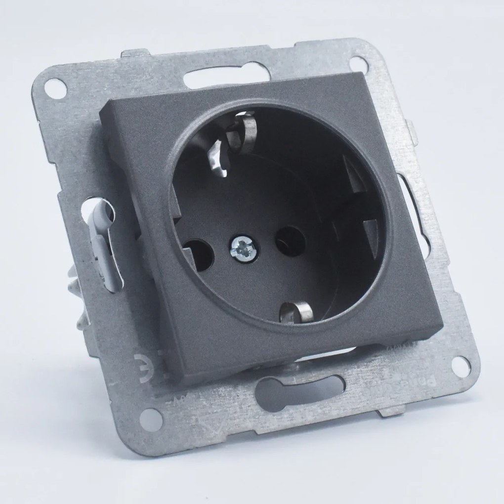 Priza simpla cu impamantare, 16A, IP20, grafit, Panasonic Arkedia Slim \ Karre Plus