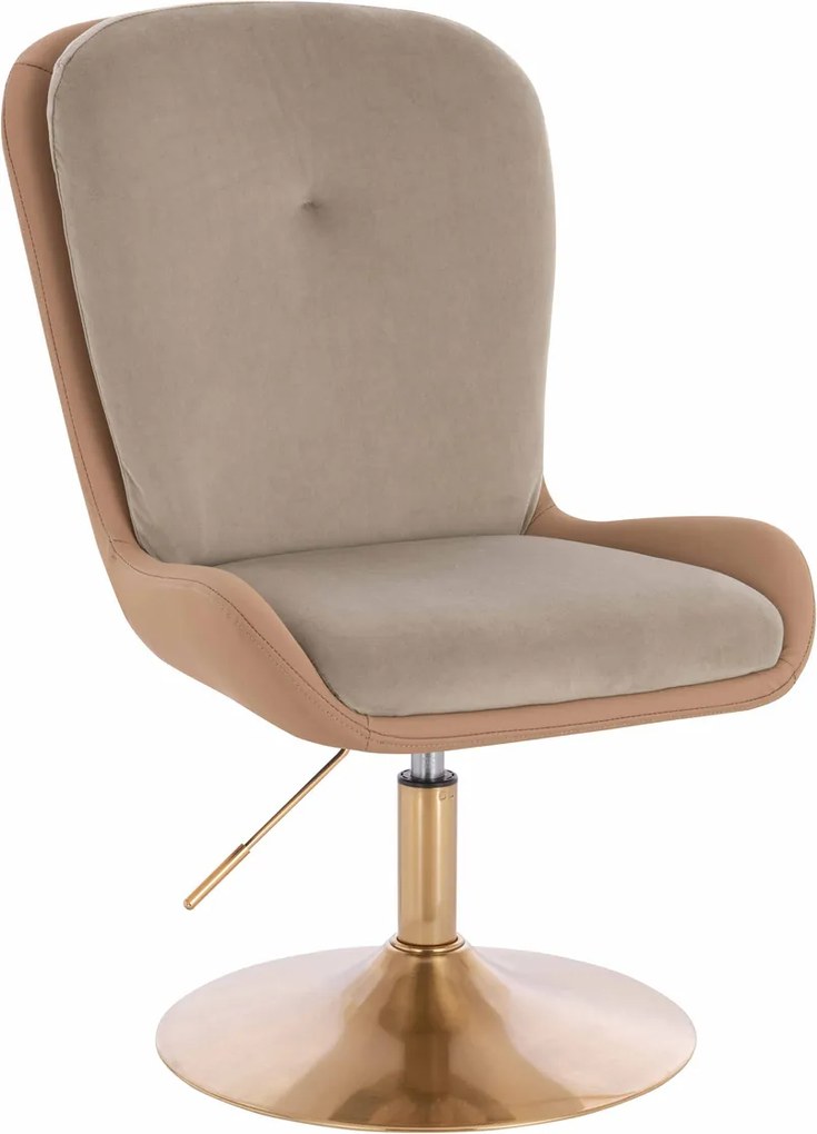 HR690N Scaun Velvet&amp;soft Piele Pu Latte/Carmel Latte Bază Aurie
