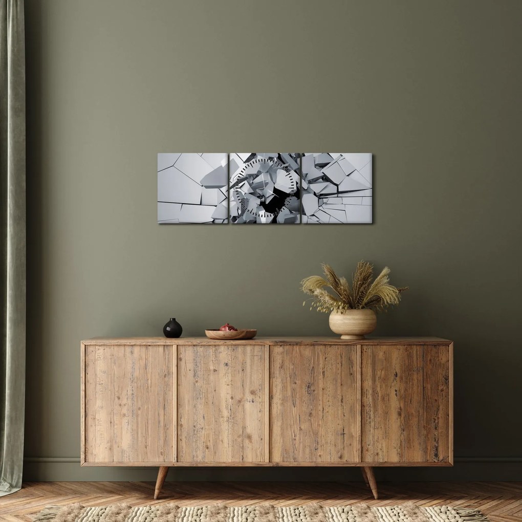 Tablou abstracție 3D (cu ceas) (90x30 cm)