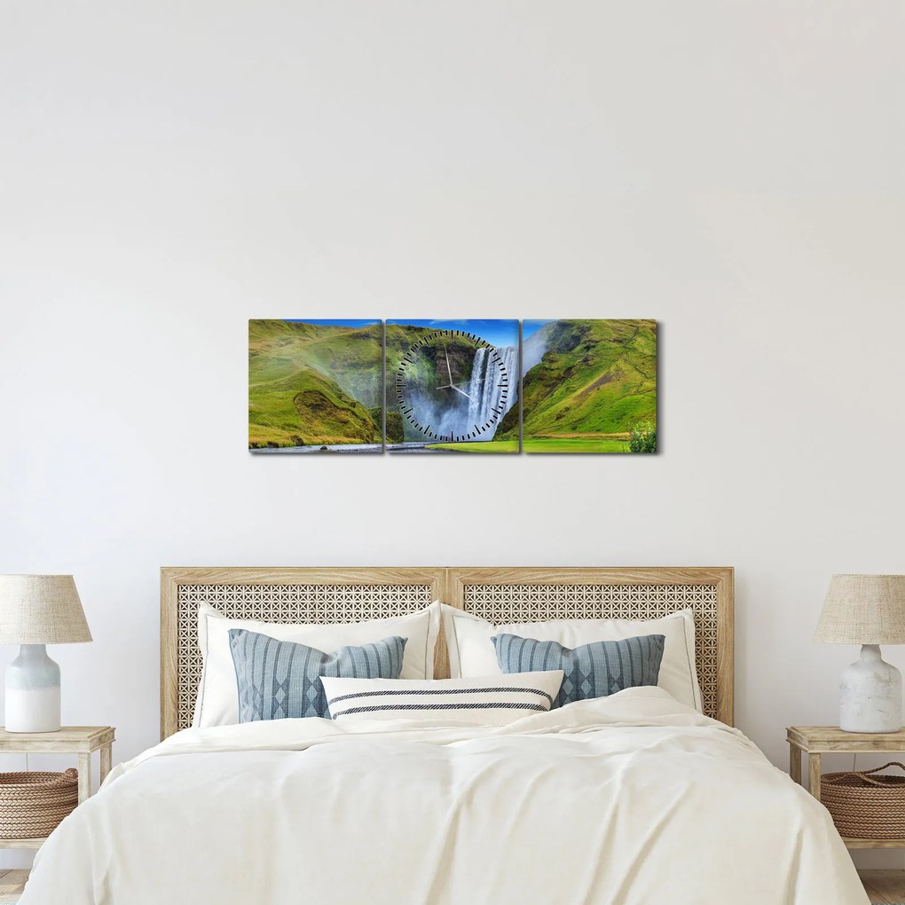Tablou - Cascada Seljalandsfoss (cu ceas) (90x30 cm)