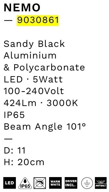 Stalp LED de exterior pentru terasa sau gradina, SASSO H-20cm