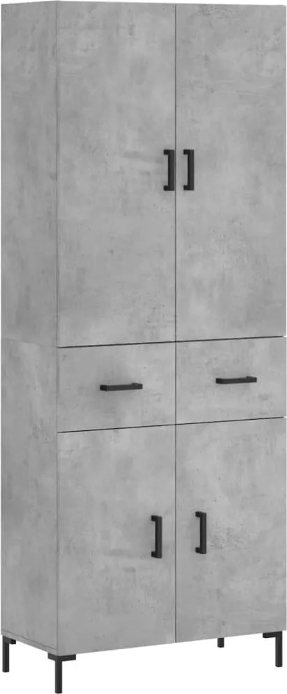 vidaXL Dulap înalt, gri beton, 69,5x34x180, lemn compozit