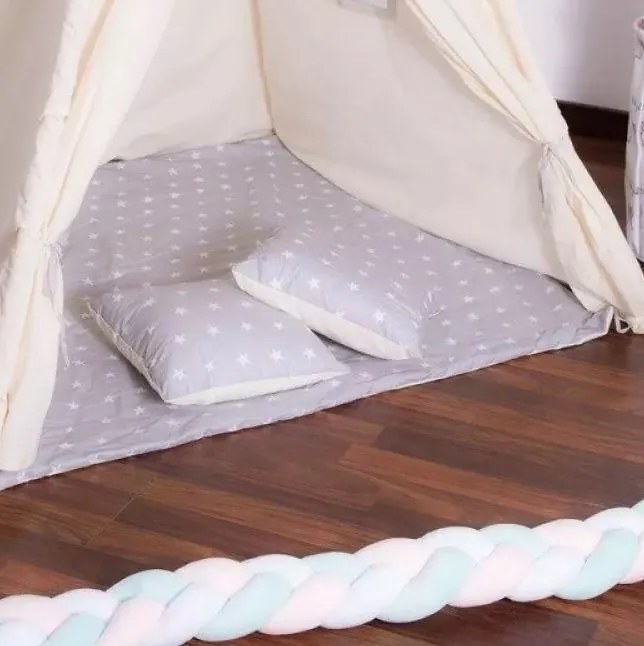 Cort pentru copii Teepee cu perne Stele, gri