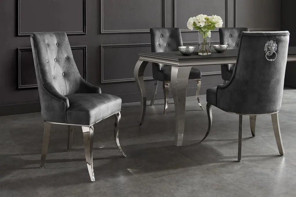 Set 2 scaune stil baroc Modern Barock, gri/ argintiu