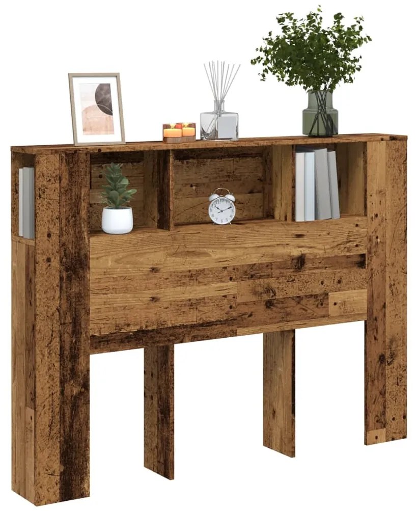 vidaXL Tăblie pat cu dulap lemn vechi 140x18,5x102,5 cm lemn prelucrat