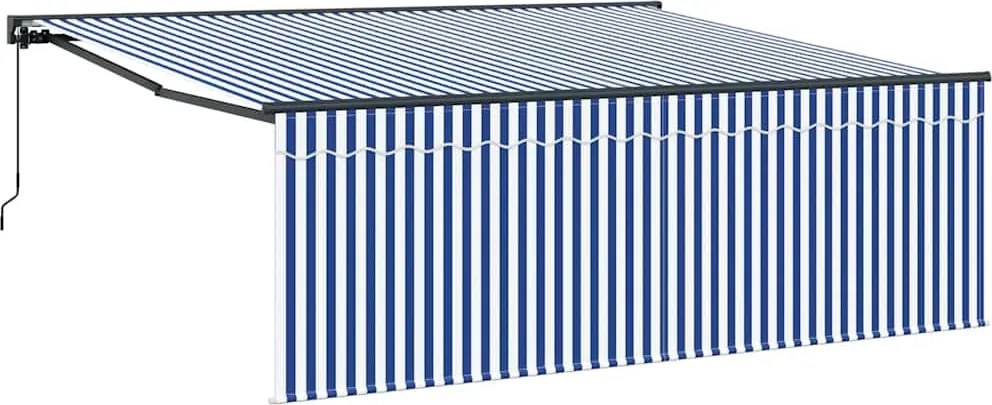 vidaXL Cortina Retractabilă Manual Albastru și Alb 400 × 300 cm