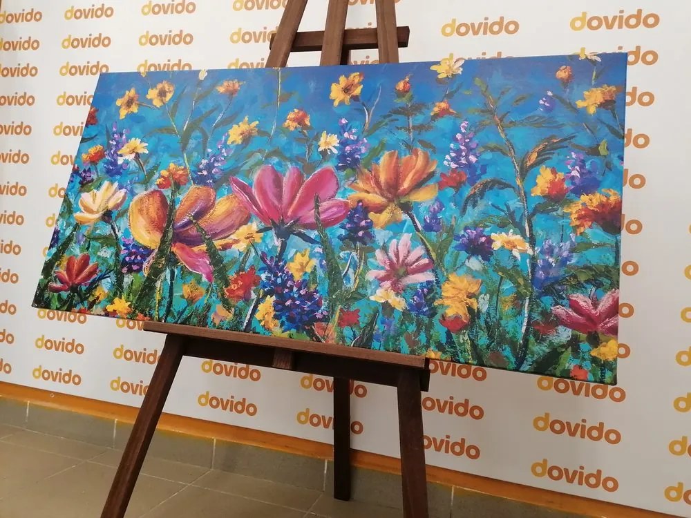 Tablou flori colorate într-o pajiște