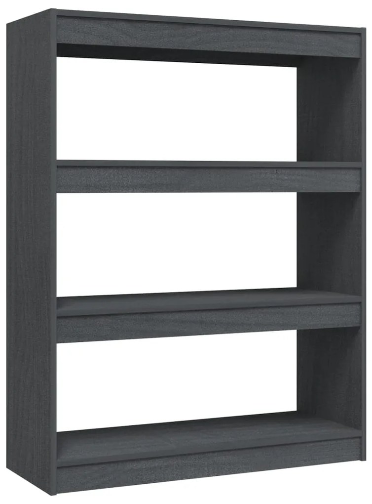 808215 vidaXL Bibliotecă/Separator cameră, gri, 100x30x103 cm, lemn masiv pin
