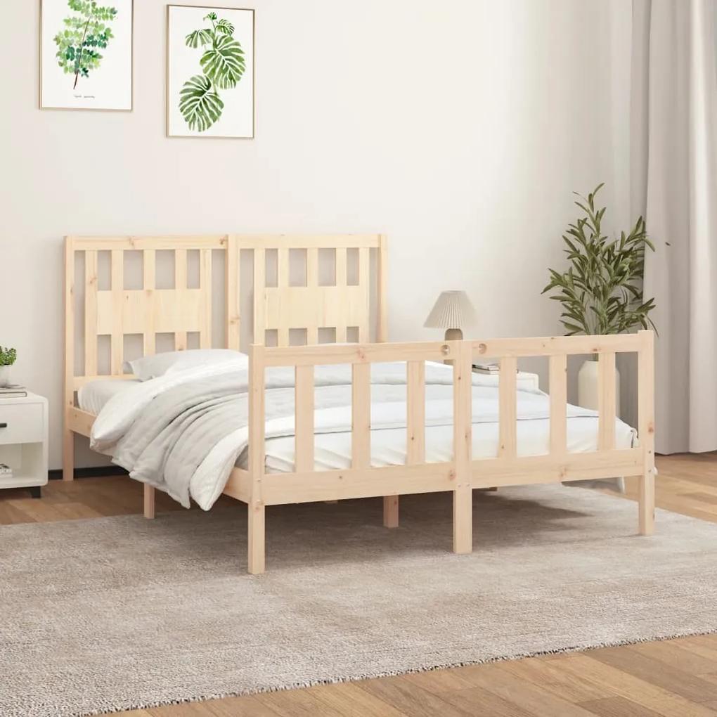 3188166 vidaXL Cadru de pat cu tăblie, 140x200 cm, lemn masiv de pin