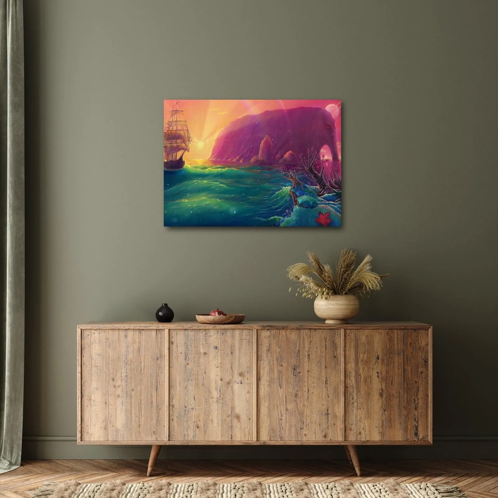 Tablou - Pictură în ulei, călătorie într-un țărăm fantastic (70x50 cm)